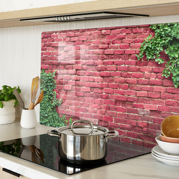 Deska kuchenna szklana Ceglana ściana z roślinnością