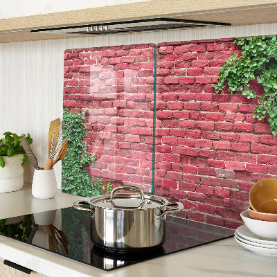 Deska kuchenna szklana Ceglana ściana z roślinnością