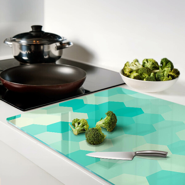 Snijplanken glas Hexagonaal patroon in turquoise tinten