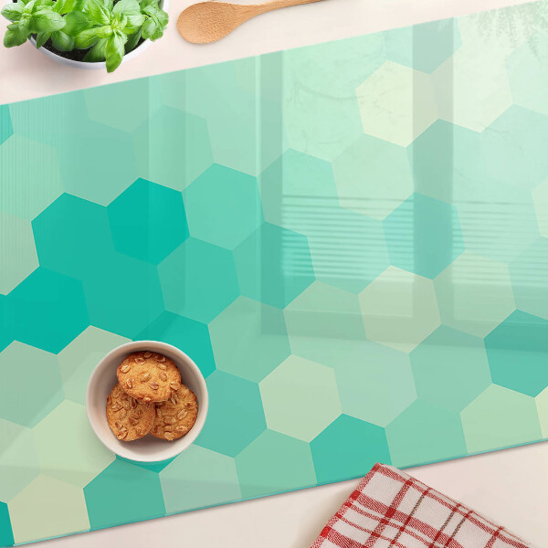 Snijplanken glas Hexagonaal patroon in turquoise tinten