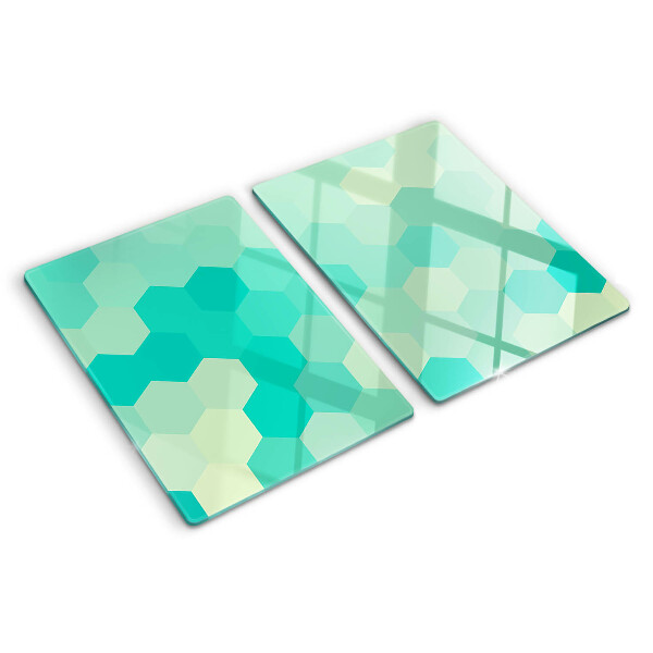 Snijplanken glas Hexagonaal patroon in turquoise tinten