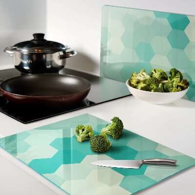 Snijplanken glas Hexagonaal patroon in turquoise tinten