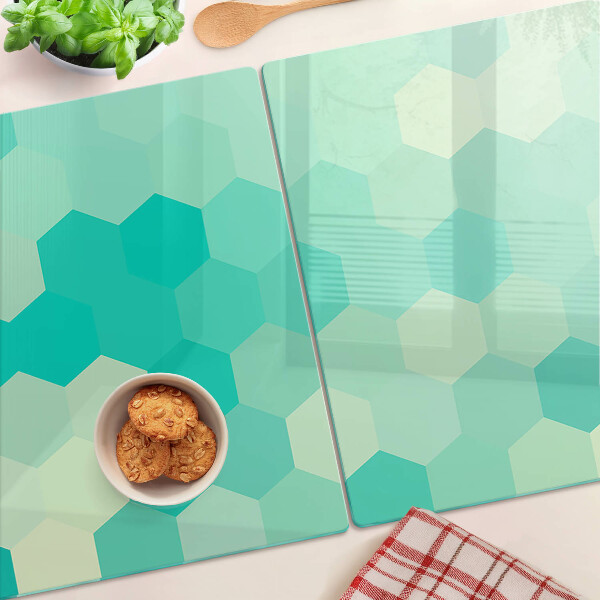 Snijplanken glas Hexagonaal patroon in turquoise tinten