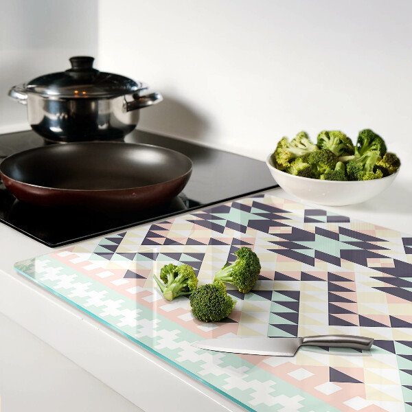 Szklana deska kuchenna Motyw geometryczny w pastelowych kolorach