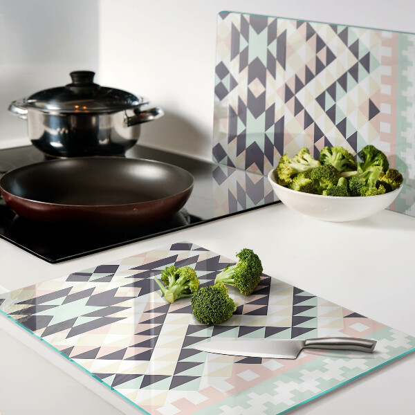 Szklana deska kuchenna Motyw geometryczny w pastelowych kolorach