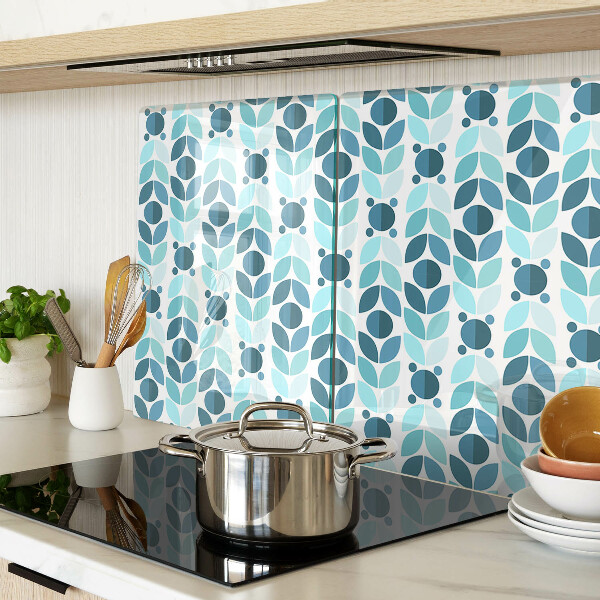 Snijplanken glas Bladeren in verschillende tinten blauw