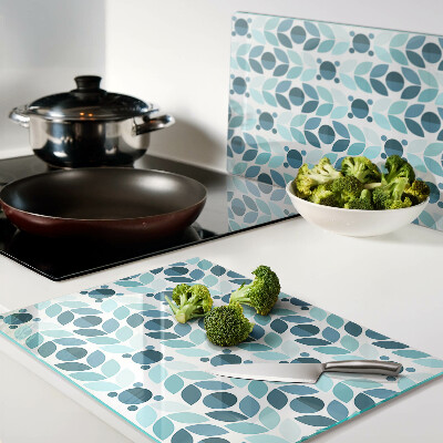 Szklana deska kuchenna Liście w odcieniach niebieskiego