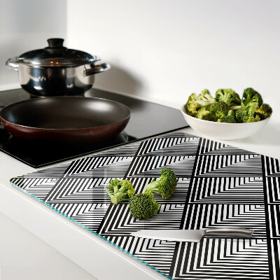 Szklana deska kuchenna Geometria w czerni i bieli