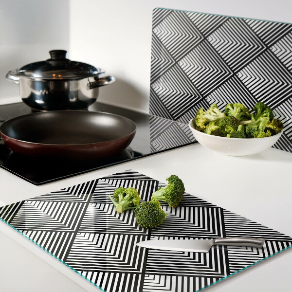 Szklana deska kuchenna Geometria w czerni i bieli