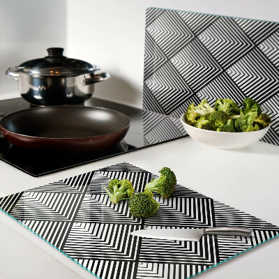 Szklana deska kuchenna Geometria w czerni i bieli