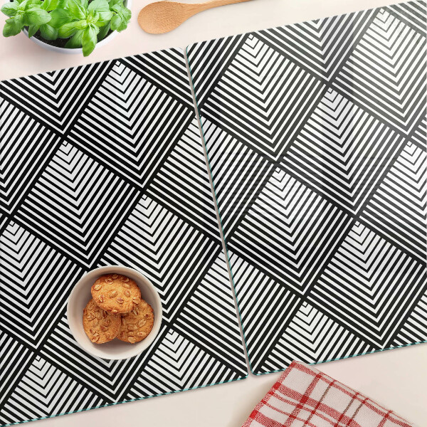 Szklana deska kuchenna Geometria w czerni i bieli