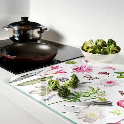 Szklana deska do krojenia Tropikalna kolekcja kwiatów i ptaków