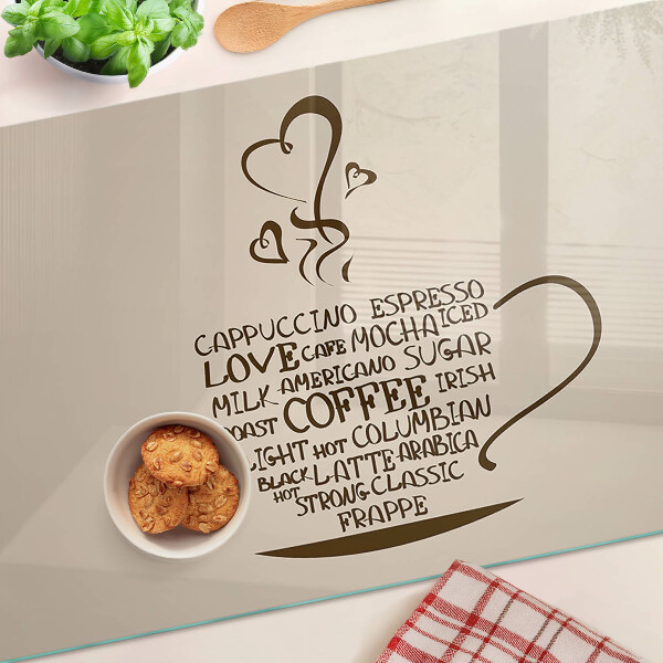 Szklana deska kuchenna Kawa i serce
