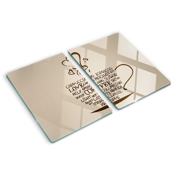 Szklana deska kuchenna Kawa i serce