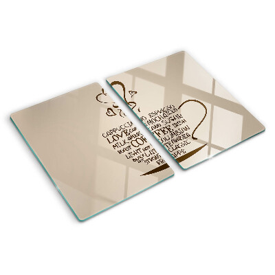 Szklana deska kuchenna Kawa i serce