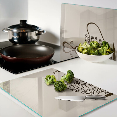 Szklana deska kuchenna Kawa i serce