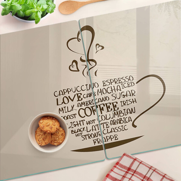 Szklana deska kuchenna Kawa i serce
