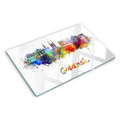 Deska kuchenna szklana Gdańsk w kolorach akwareli