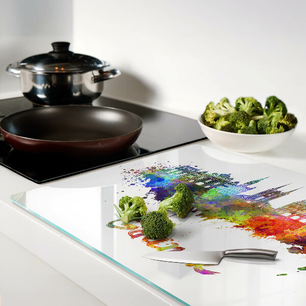 Deska kuchenna szklana Gdańsk w kolorach akwareli