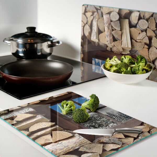 Szklana deska do krojenia Widok zimowego krajobrazu przez okno