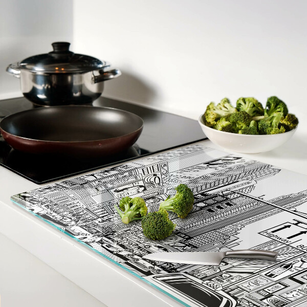 Snijplanken glas New York in stripboekstijl