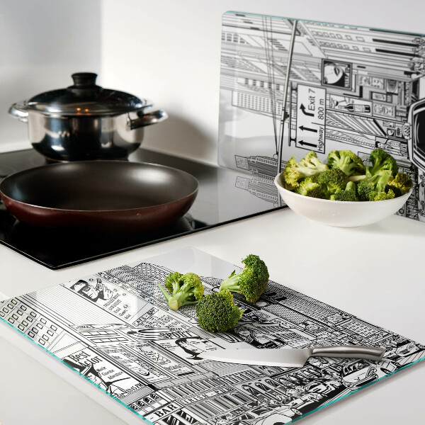 Szklana deska do krojenia Nowy Jork w stylu komiksowym