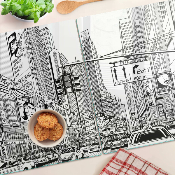 Szklana deska do krojenia Nowy Jork w stylu komiksowym