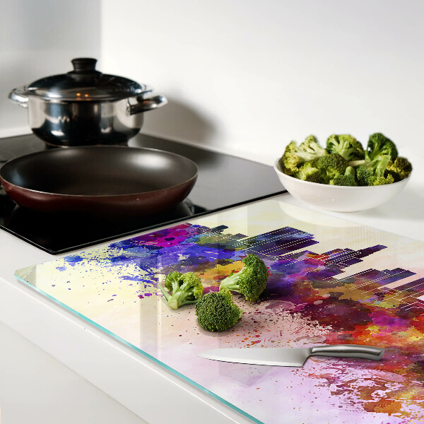 Szklana deska kuchenna Krajobraz miejskiej sylwetki w akwareli