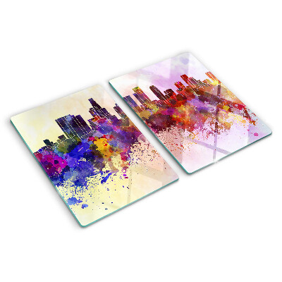 Glazen snijplanken Aquarel stadssilhouet landschap