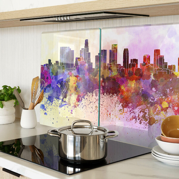 Szklana deska kuchenna Krajobraz miejskiej sylwetki w akwareli