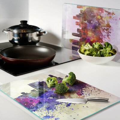 Glazen snijplanken Aquarel stadssilhouet landschap