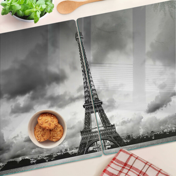 Deska kuchenna szklana Wieża Eiffla w czerni i bieli