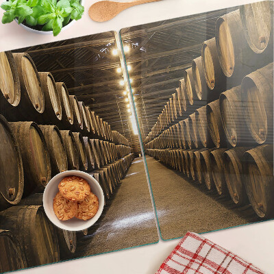 Deska kuchenna szklana Wnętrze winiarni z beczkami