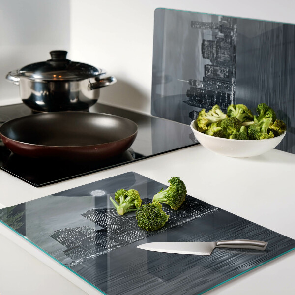 Glazen snijplanken Panorama van de nachtelijke stad