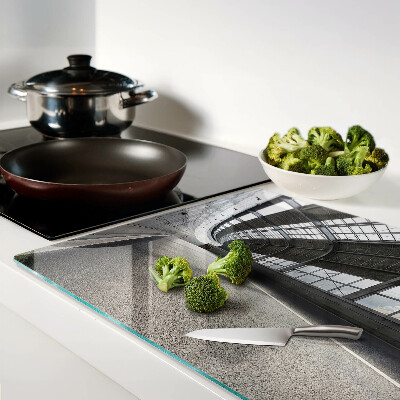 Szklana deska do krojenia Nowoczesna architektura i geometria