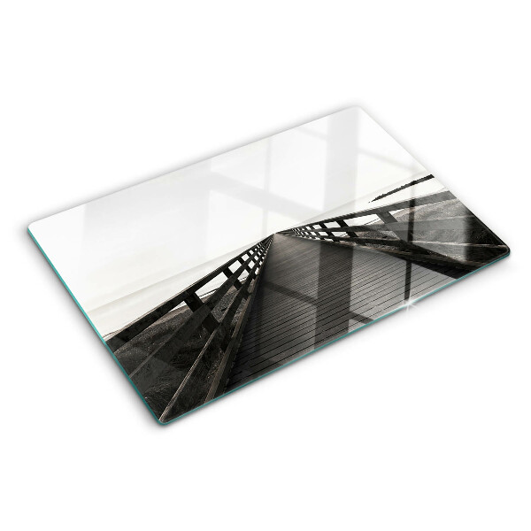 Szklana deska do krojenia Drewniany pomost nad wodą
