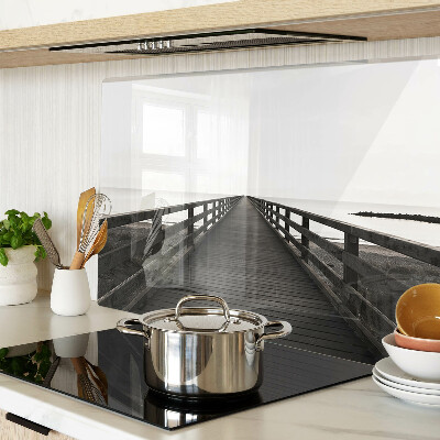 Snijplanken glas Houten brug over het water