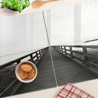 Szklana deska do krojenia Drewniany pomost nad wodą