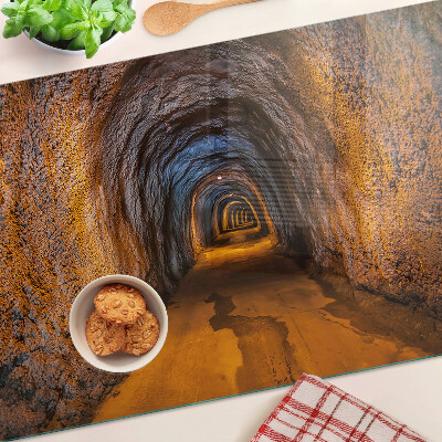 Szklana deska kuchenna Tunel w jaskini z oświetleniem