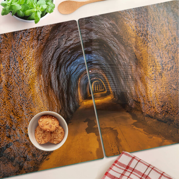 Szklana deska kuchenna Tunel w jaskini z oświetleniem