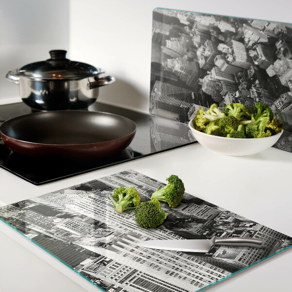 Snijplanken glas Een vogelperspectief van de stad