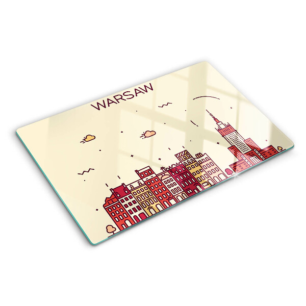 Deska kuchenna szklana Warszawskie kamienice i Pałac Kultury