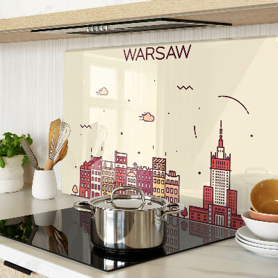 Deska kuchenna szklana Warszawskie kamienice i Pałac Kultury