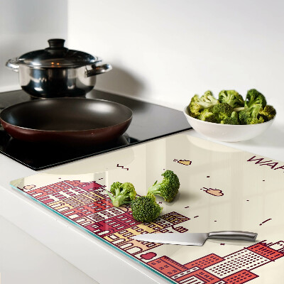 Deska kuchenna szklana Warszawskie kamienice i Pałac Kultury