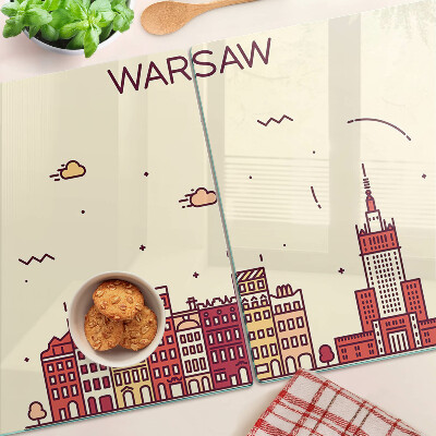 Deska kuchenna szklana Warszawskie kamienice i Pałac Kultury