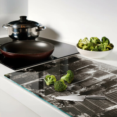 Deska kuchenna szklana Panorama miasta w odcieniach czerni i bieli