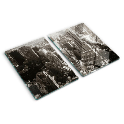 Deska kuchenna szklana Panorama miasta w odcieniach czerni i bieli
