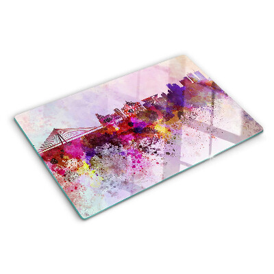 Snijplanken glas Een stad in aquarelstijl