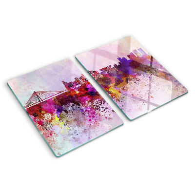 Deska kuchenna szklana Miasto w akwarelowym stylu