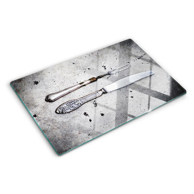 Szklana deska kuchenna Sztućce na tle betonu